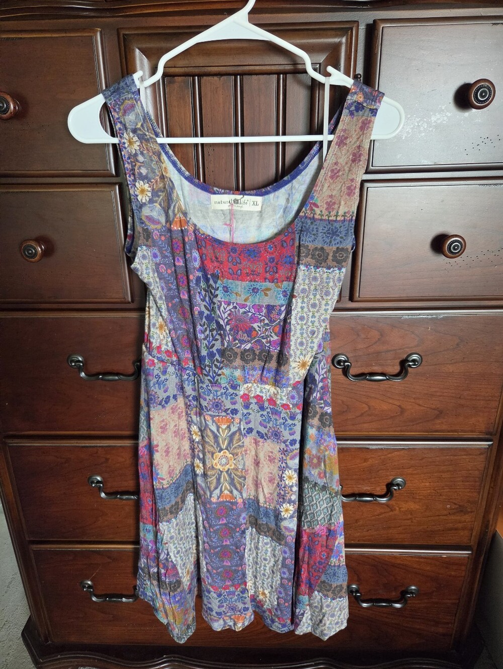 NATURAL LIFE Purple Multi Patchwork Floral Tank Dress